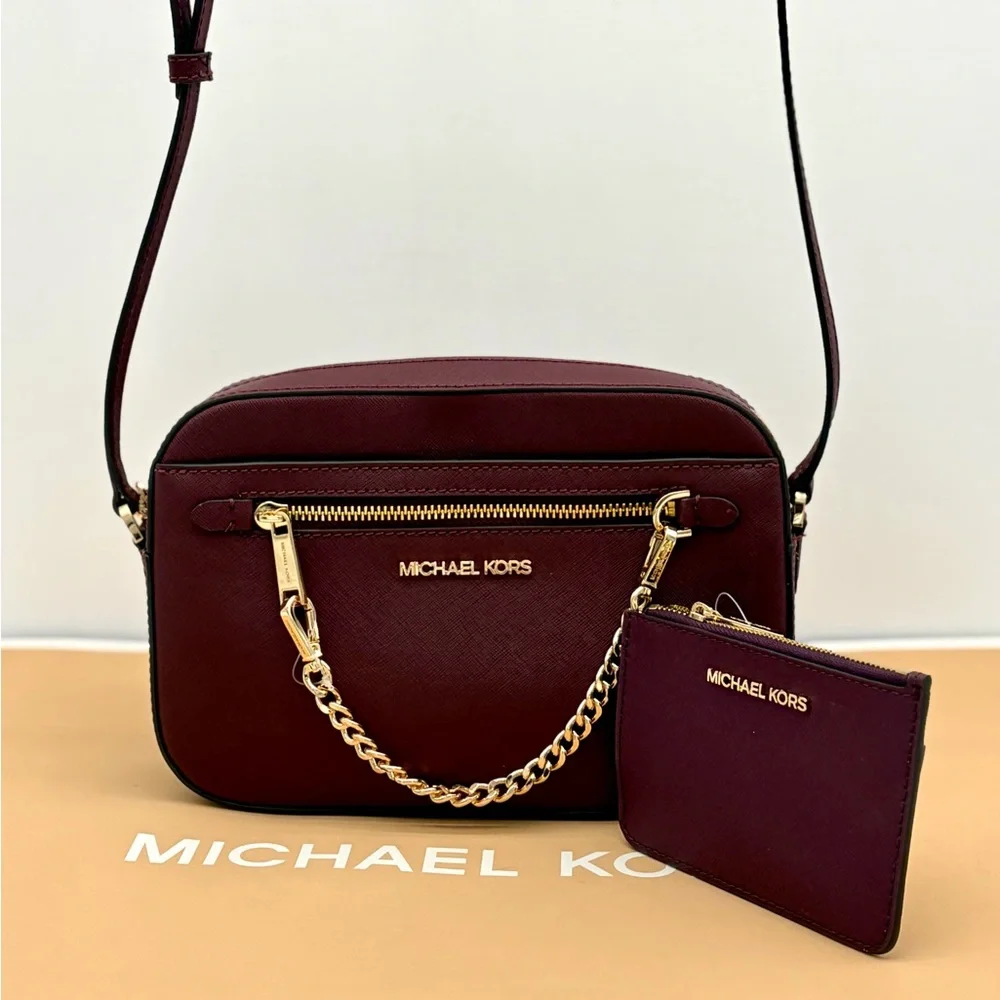 Michael Kors Crossbody Merlot and Small Wallet Coinpouch Set Bordeaux